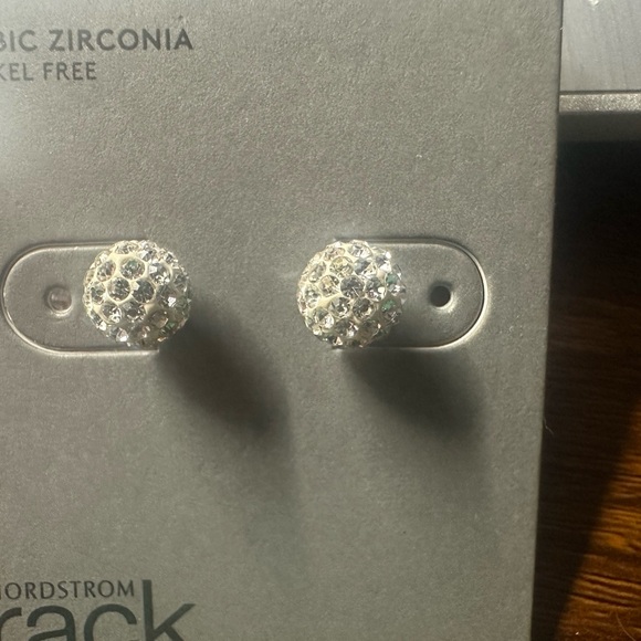 Sparkling Bling Ball Stud Earrings, Double Sides Front/Back Push back - Picture 4 of 4